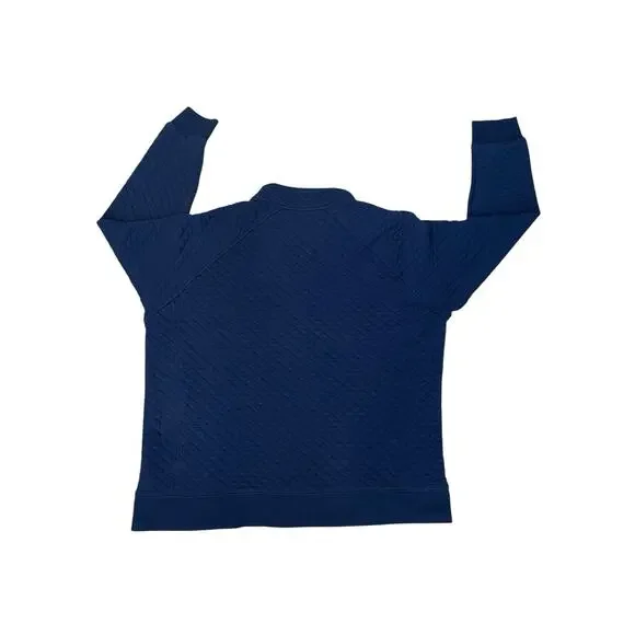 Eddie Bauer Sweater Adult XL Blue Quilted 1/4 Button Long Sleeve Pullover-Casual - Picture 2 of 10